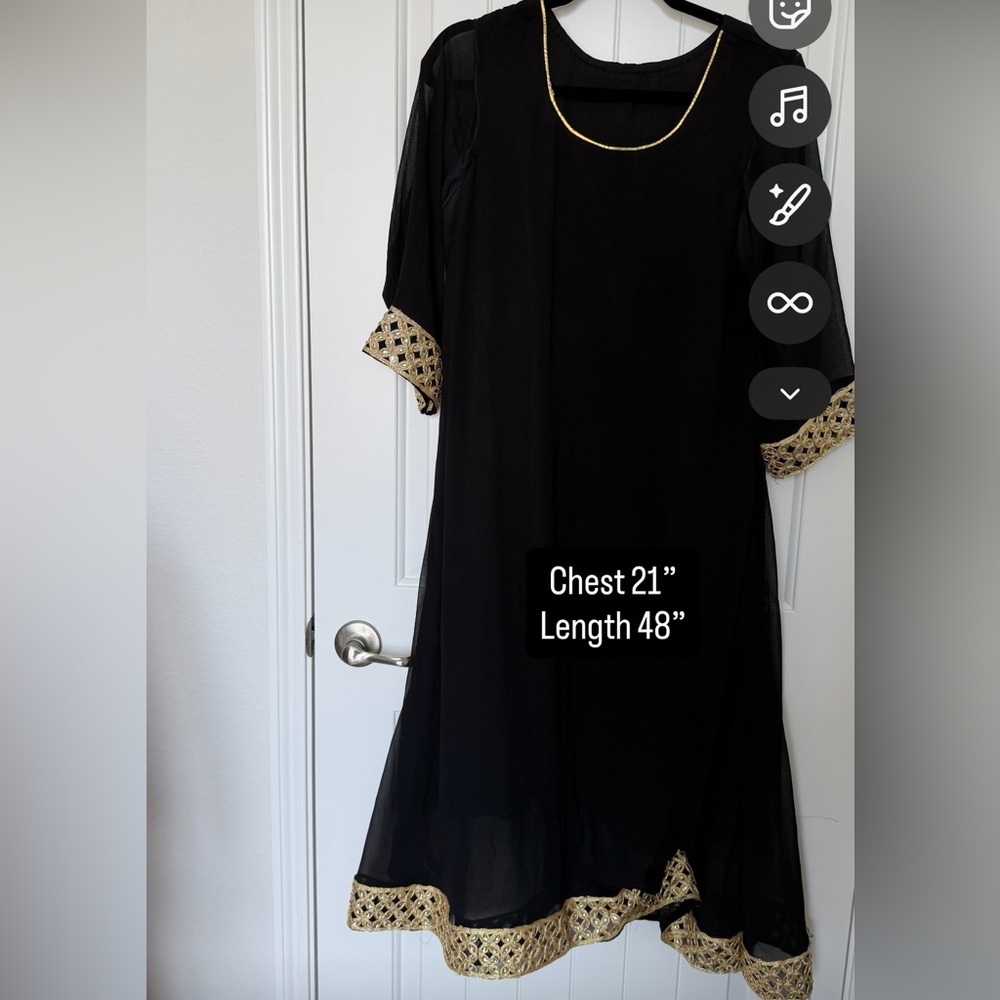 Elegant Black Dress with Gold Accents